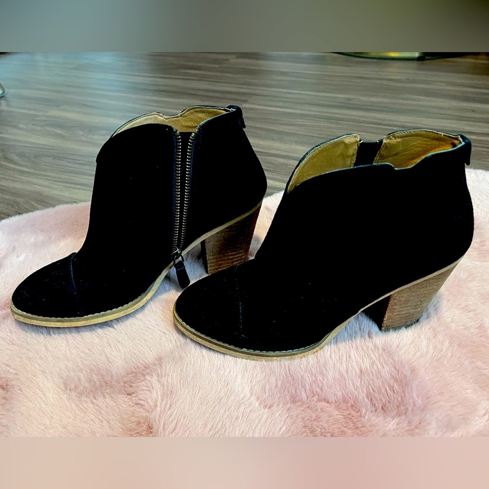 Black suede booties